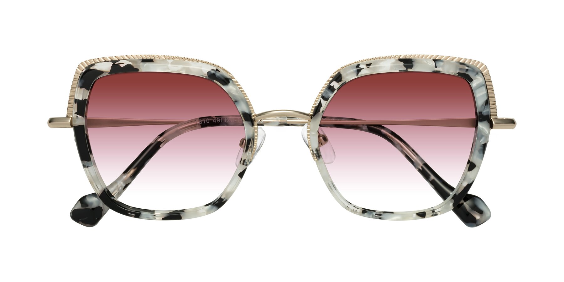 Folded Front of Yates in Ivory Floral-Gold with Garnet Gradient Lenses