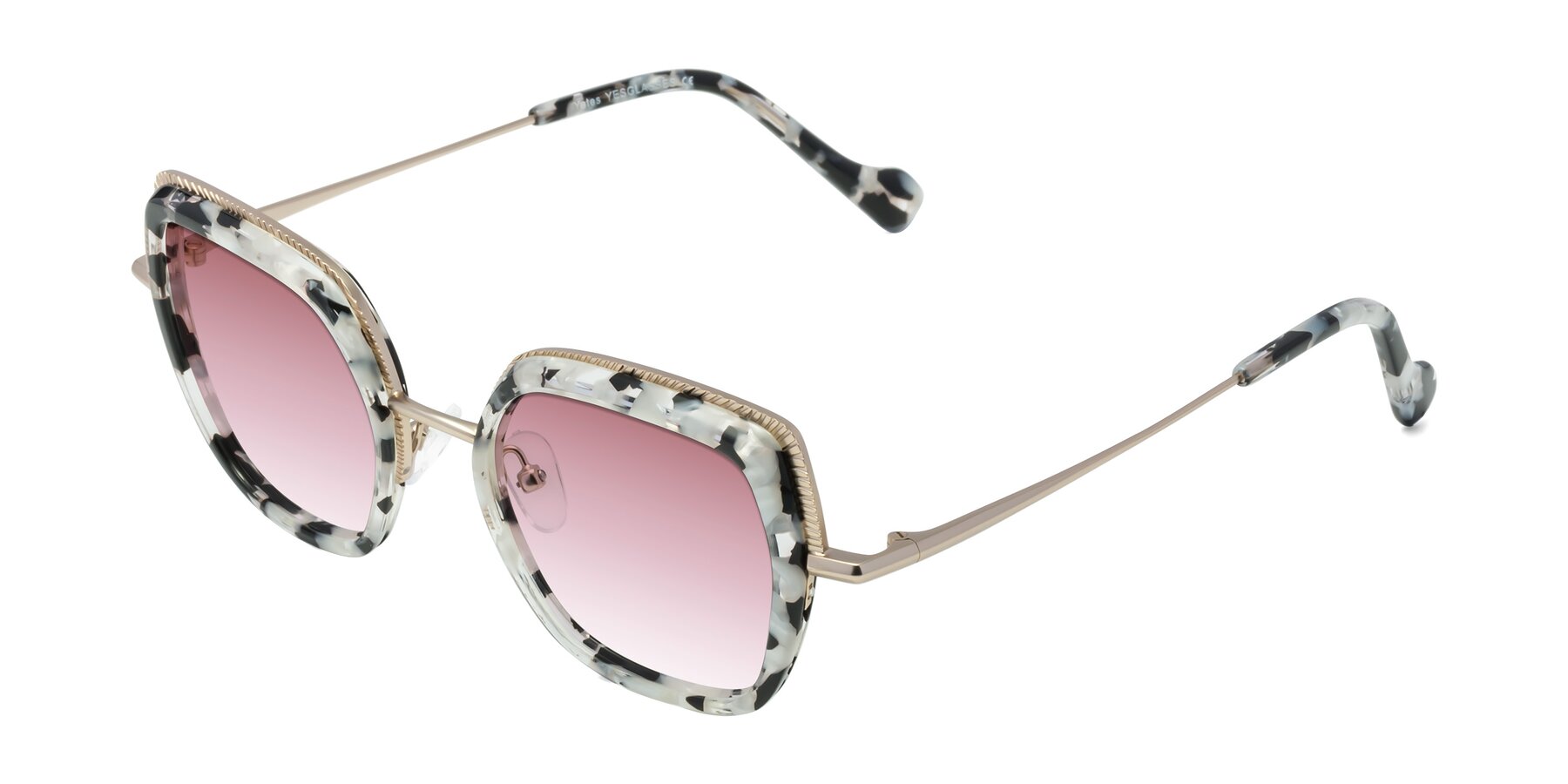 Angle of Yates in Ivory Floral-Gold with Garnet Gradient Lenses