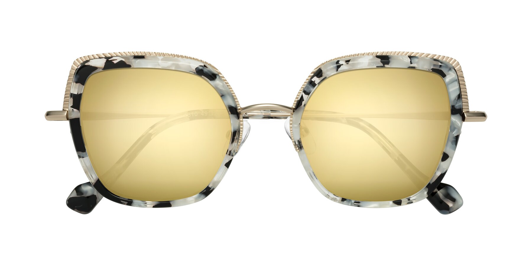 Folded Front of Yates in Ivory Floral-Gold with Gold Mirrored Lenses