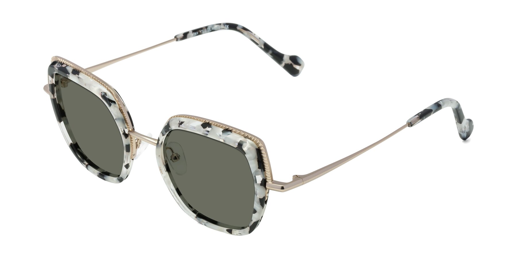 Angle of Yates in Ivory Floral-Gold with Gray Polarized Lenses