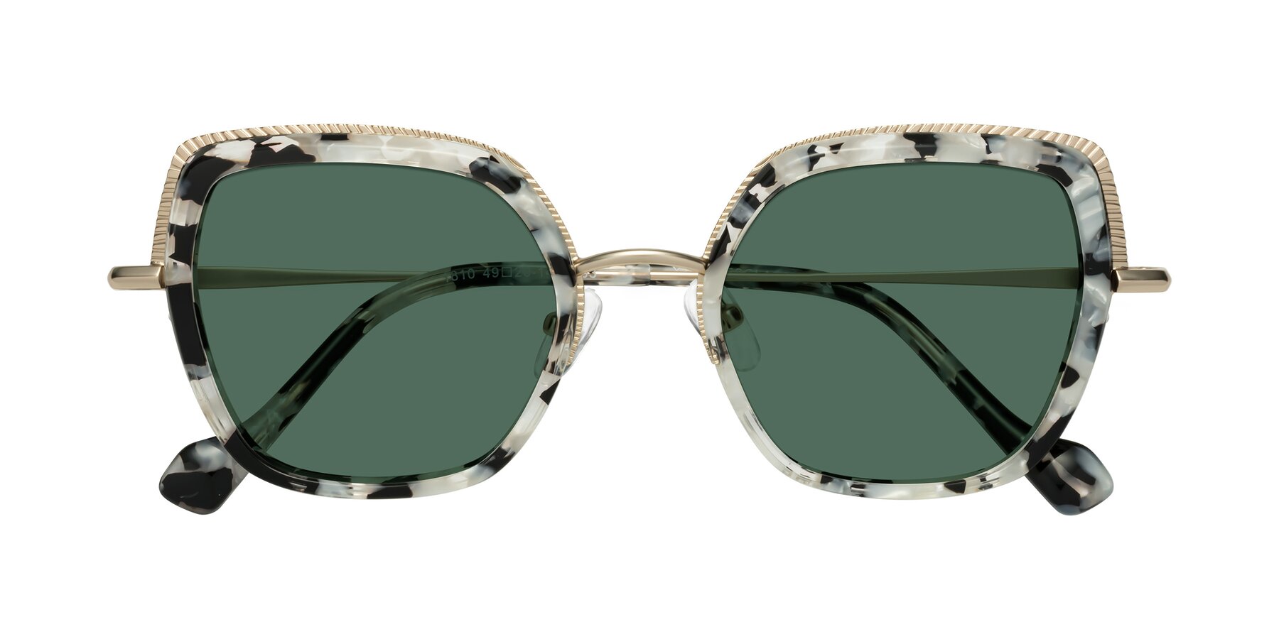 Folded Front of Yates in Ivory Floral-Gold with Green Polarized Lenses