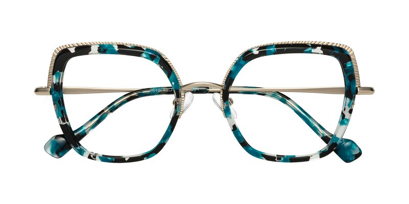 Yates - Blue Floral / Gold Eyeglasses