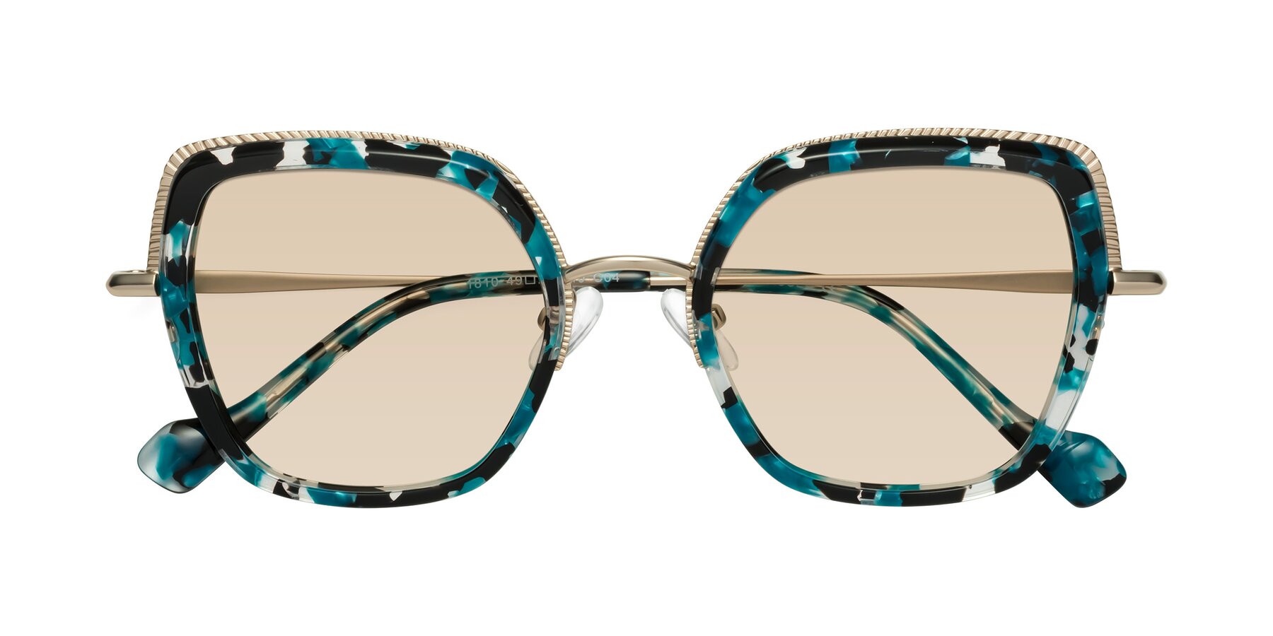 Folded Front of Yates in Blue Floral-Gold with Light Brown Tinted Lenses