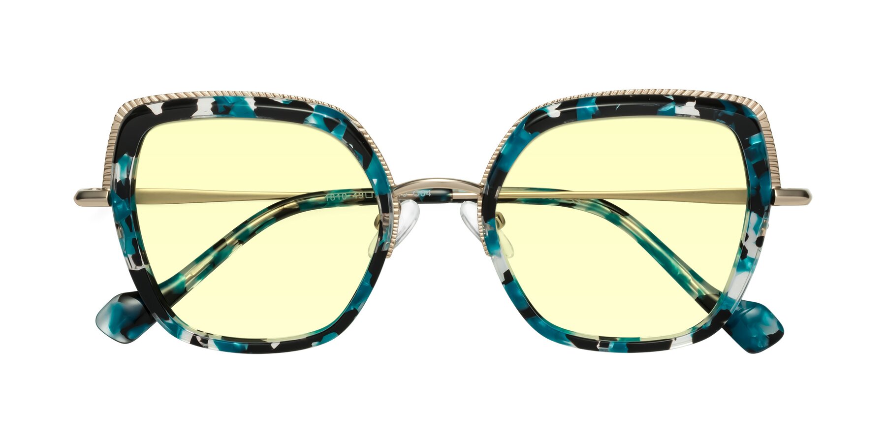 Folded Front of Yates in Blue Floral-Gold with Light Yellow Tinted Lenses