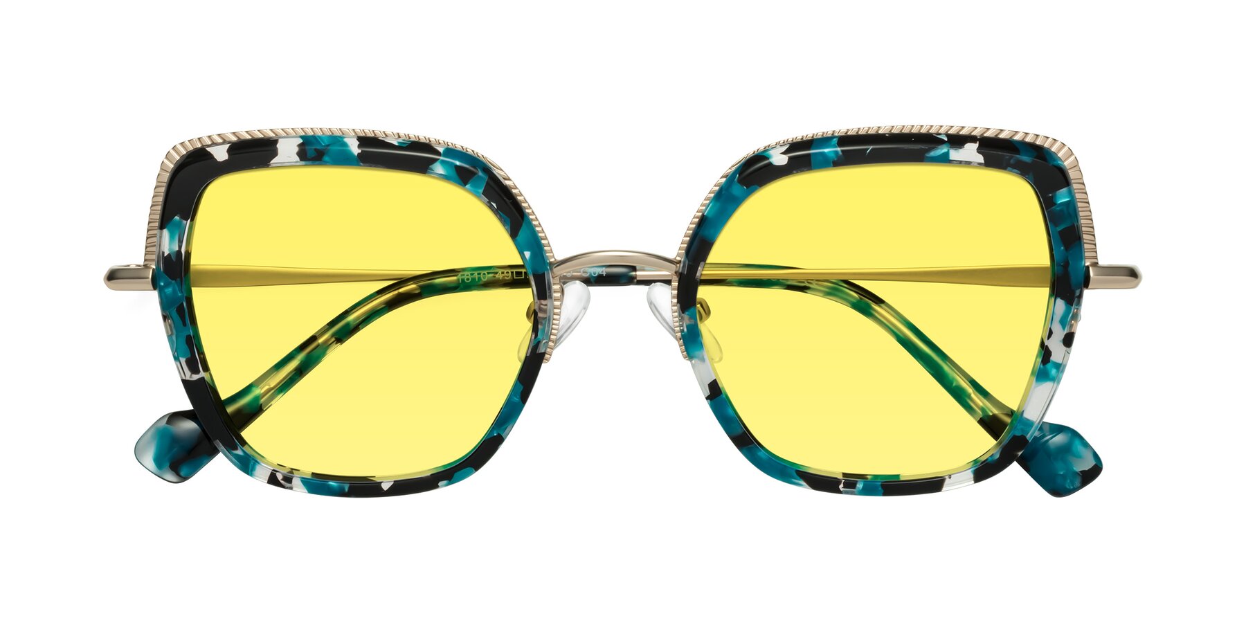 Folded Front of Yates in Blue Floral-Gold with Medium Yellow Tinted Lenses