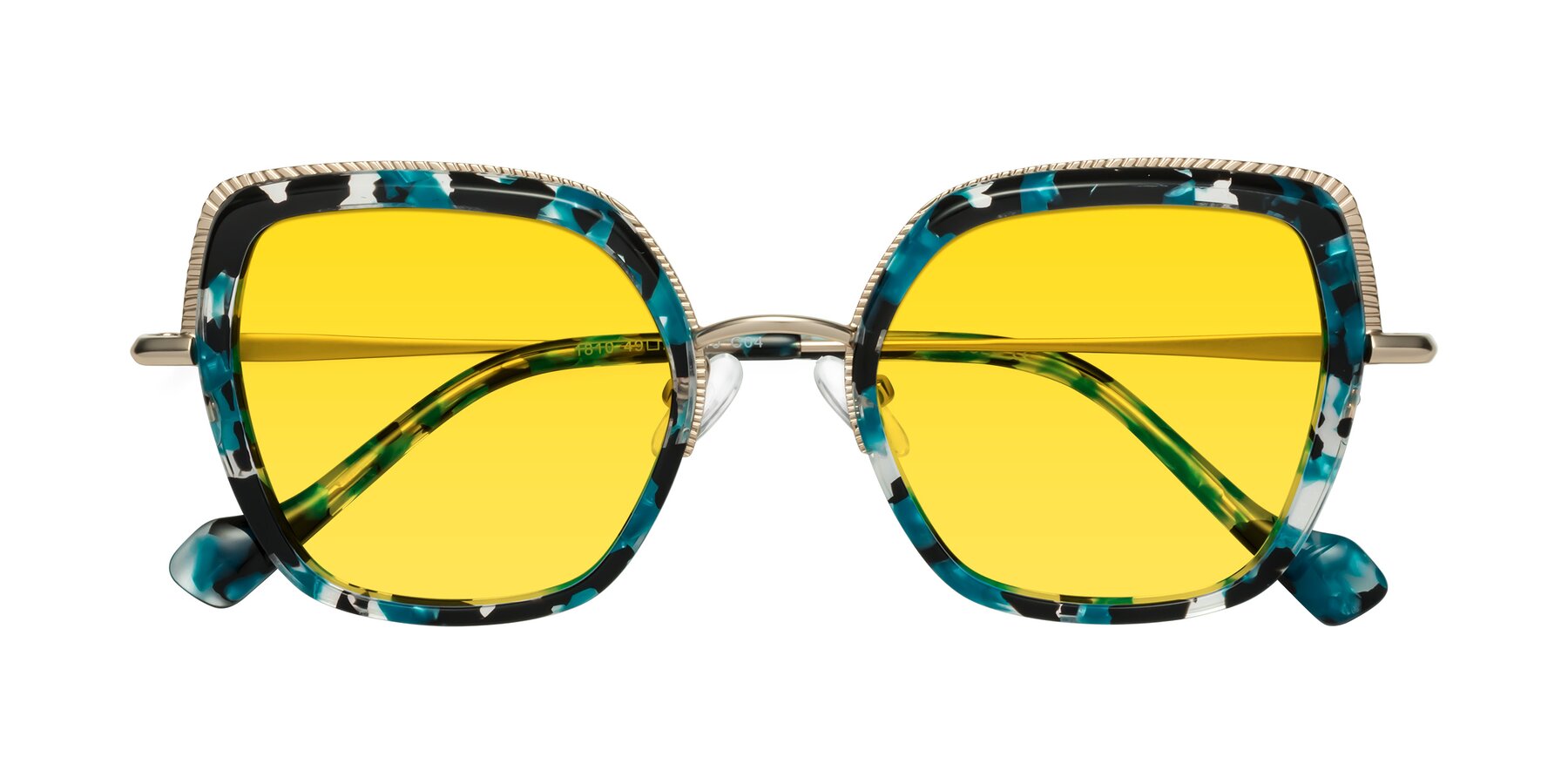 Folded Front of Yates in Blue Floral-Gold with Yellow Tinted Lenses