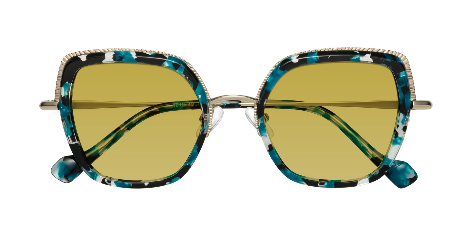 Folded Front of Yates in Blue Floral-Gold with Champagne Tinted Lenses