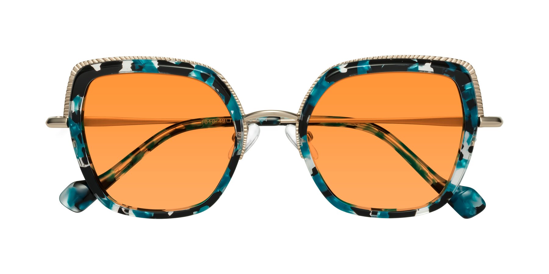 Folded Front of Yates in Blue Floral-Gold with Orange Tinted Lenses