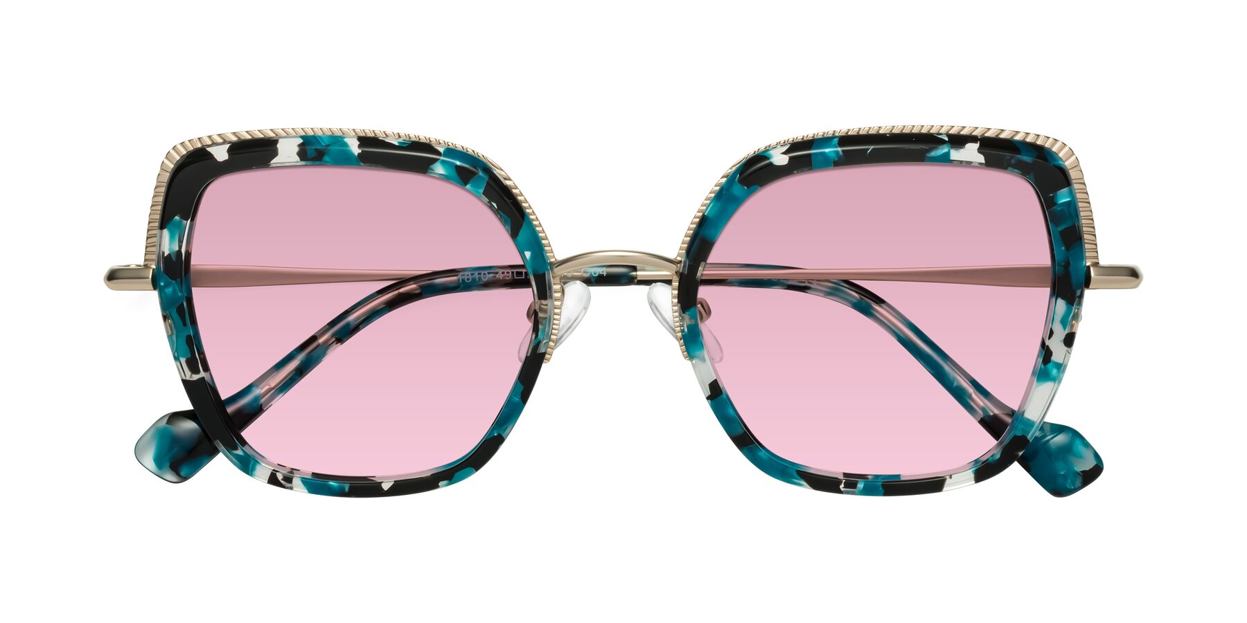 Folded Front of Yates in Blue Floral-Gold with Light Wine Tinted Lenses