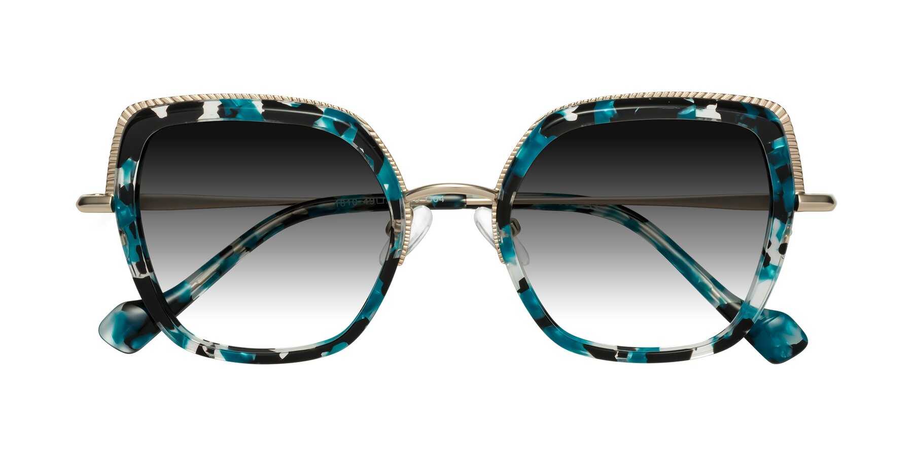 Folded Front of Yates in Blue Floral-Gold with Gray Gradient Lenses