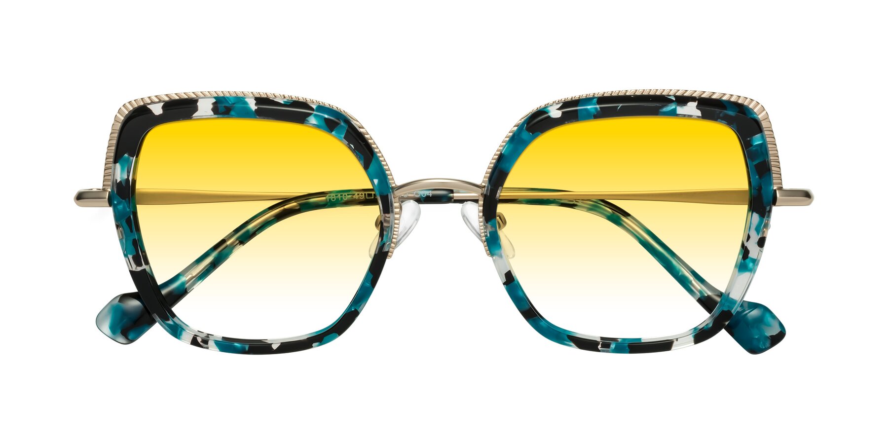 Folded Front of Yates in Blue Floral-Gold with Yellow Gradient Lenses