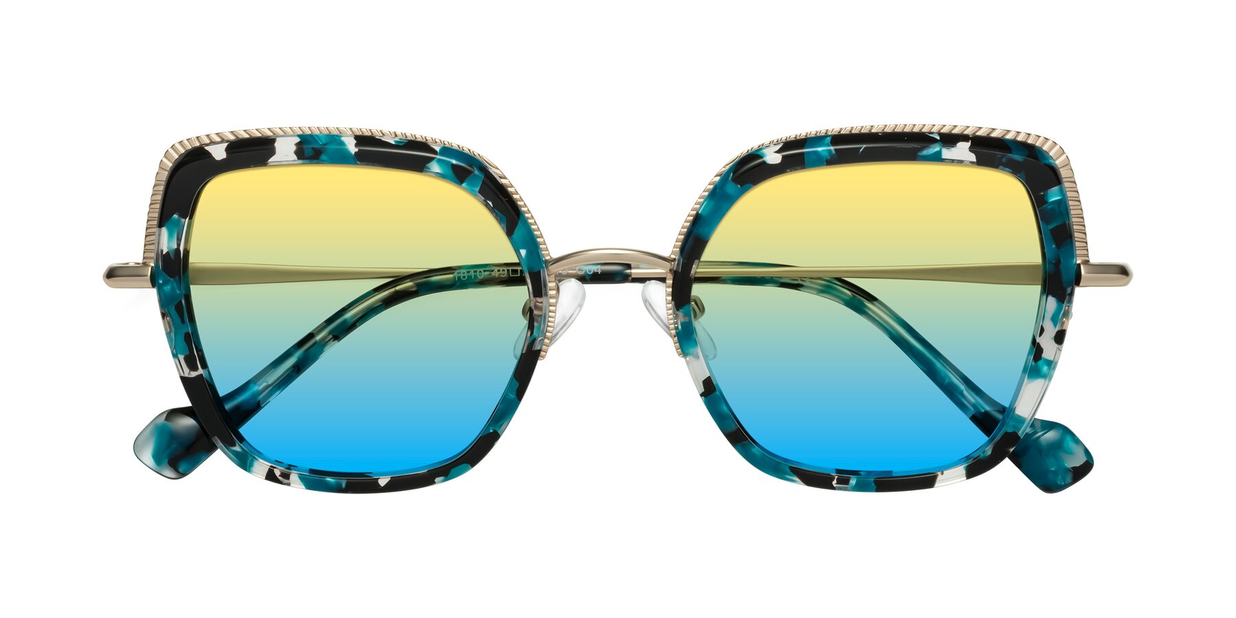 Folded Front of Yates in Blue Floral-Gold with Yellow / Blue Gradient Lenses