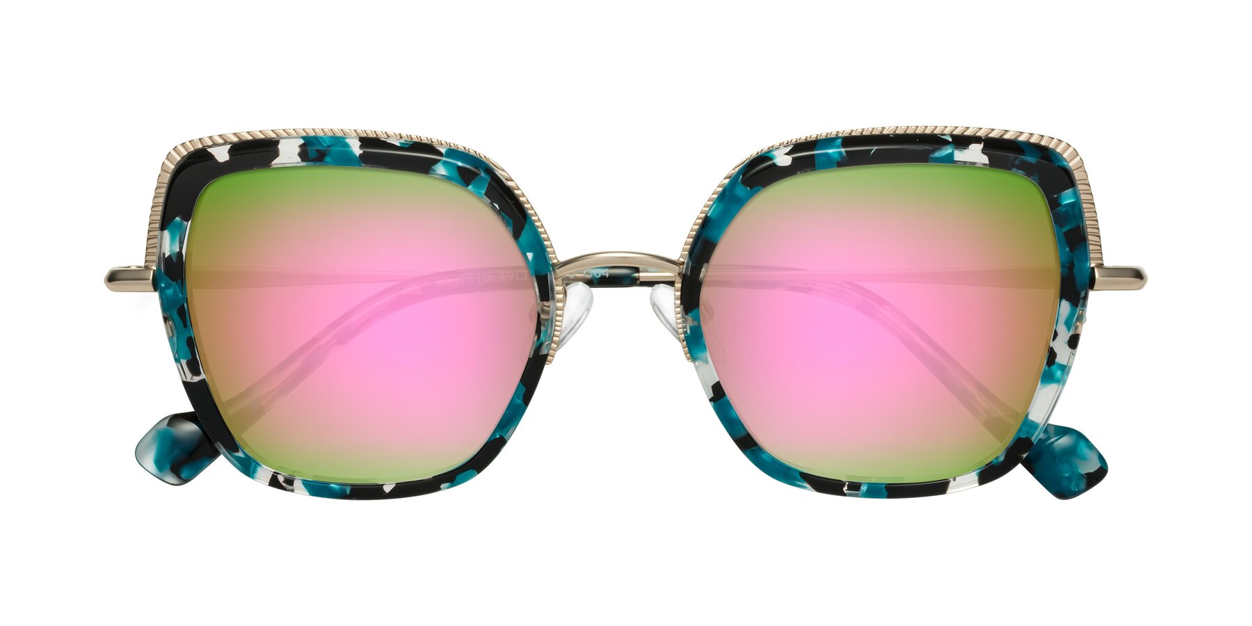 Folded Front of Yates in Blue Floral-Gold with Pink Mirrored Lenses