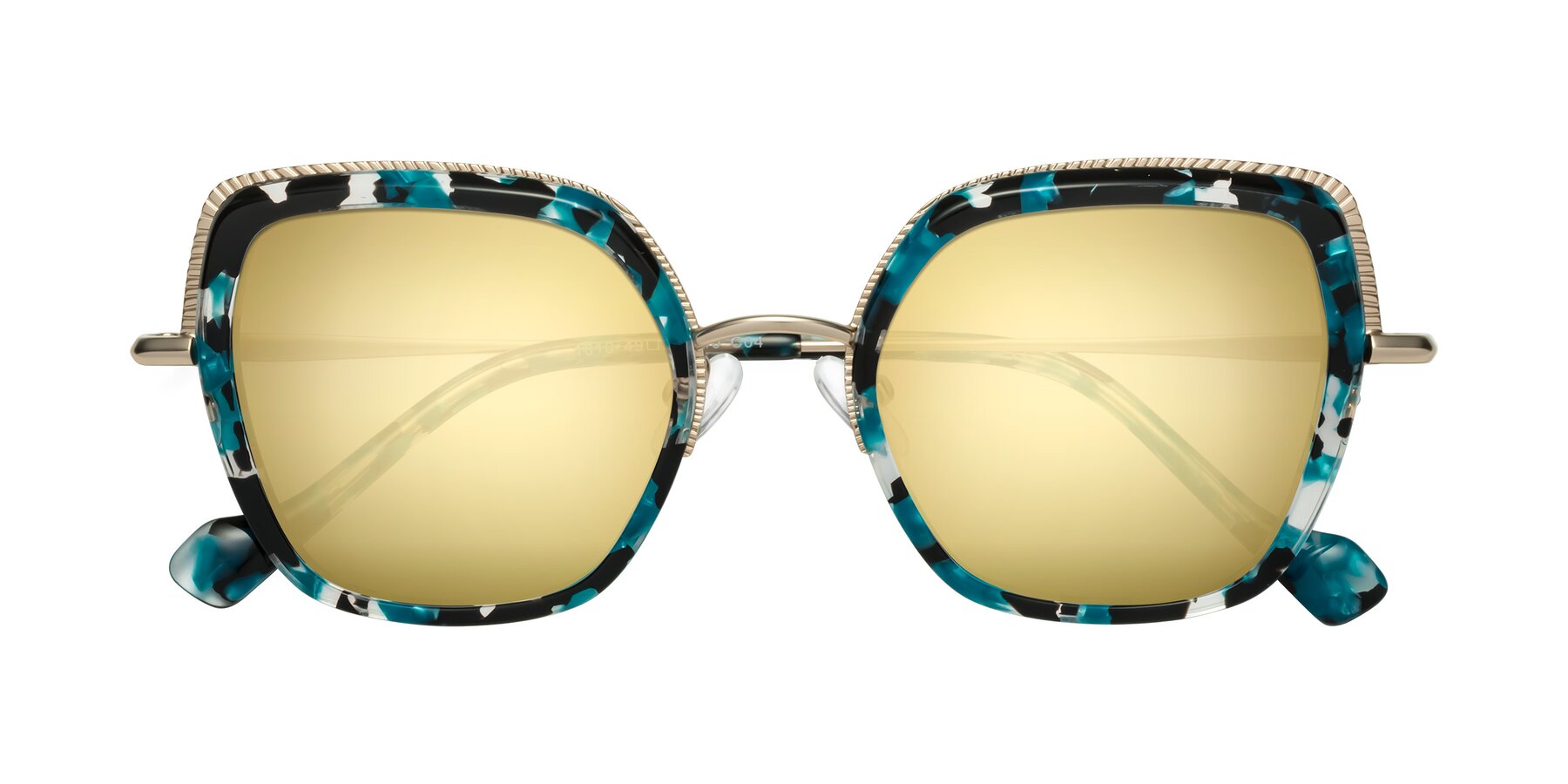 Folded Front of Yates in Blue Floral-Gold with Gold Mirrored Lenses