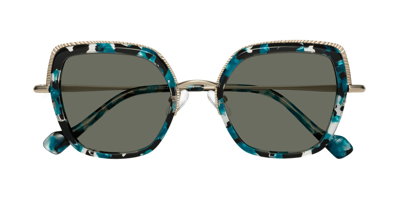 Yates - Blue Floral / Gold Polarized Sunglasses