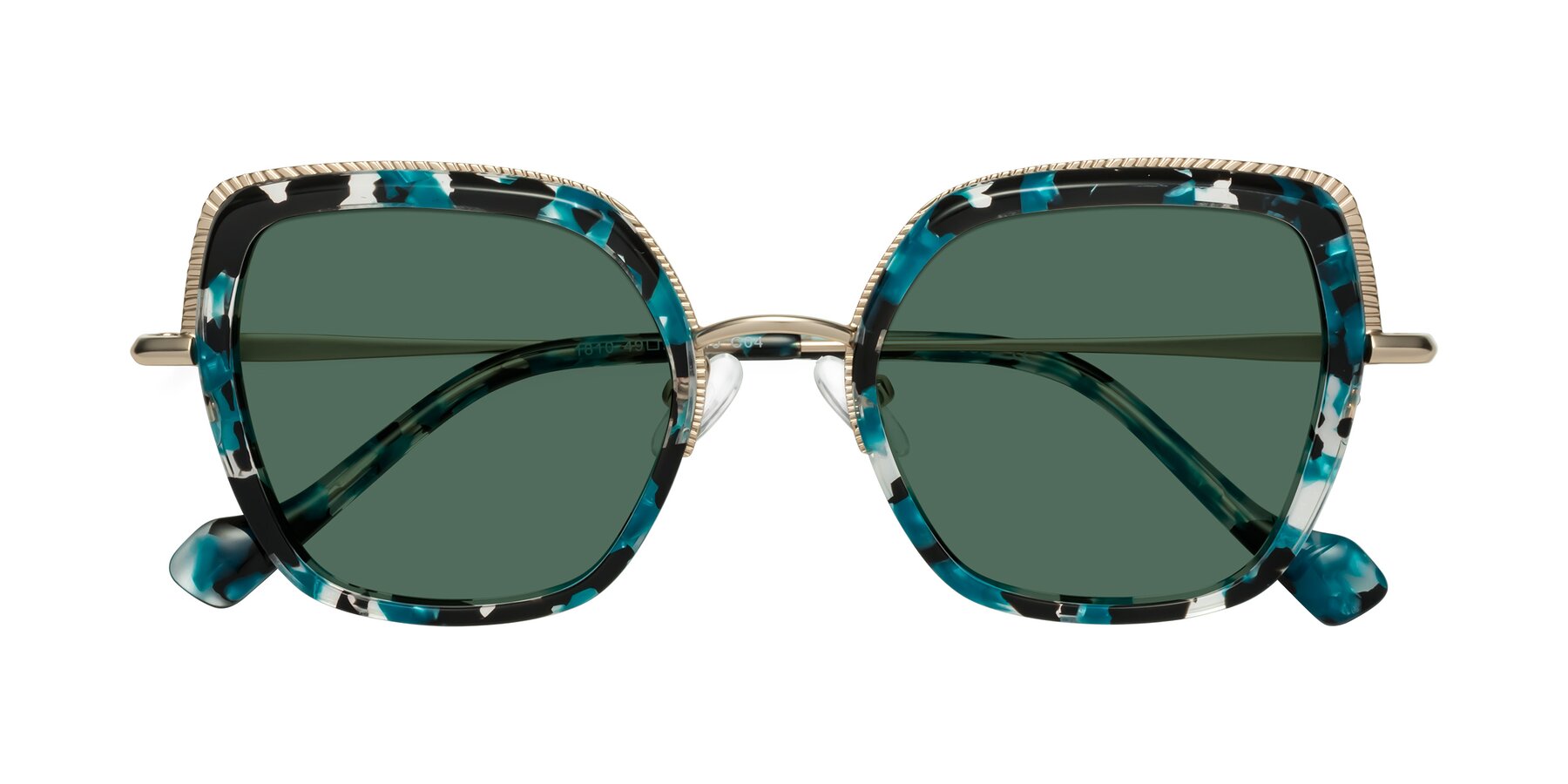 Folded Front of Yates in Blue Floral-Gold with Green Polarized Lenses