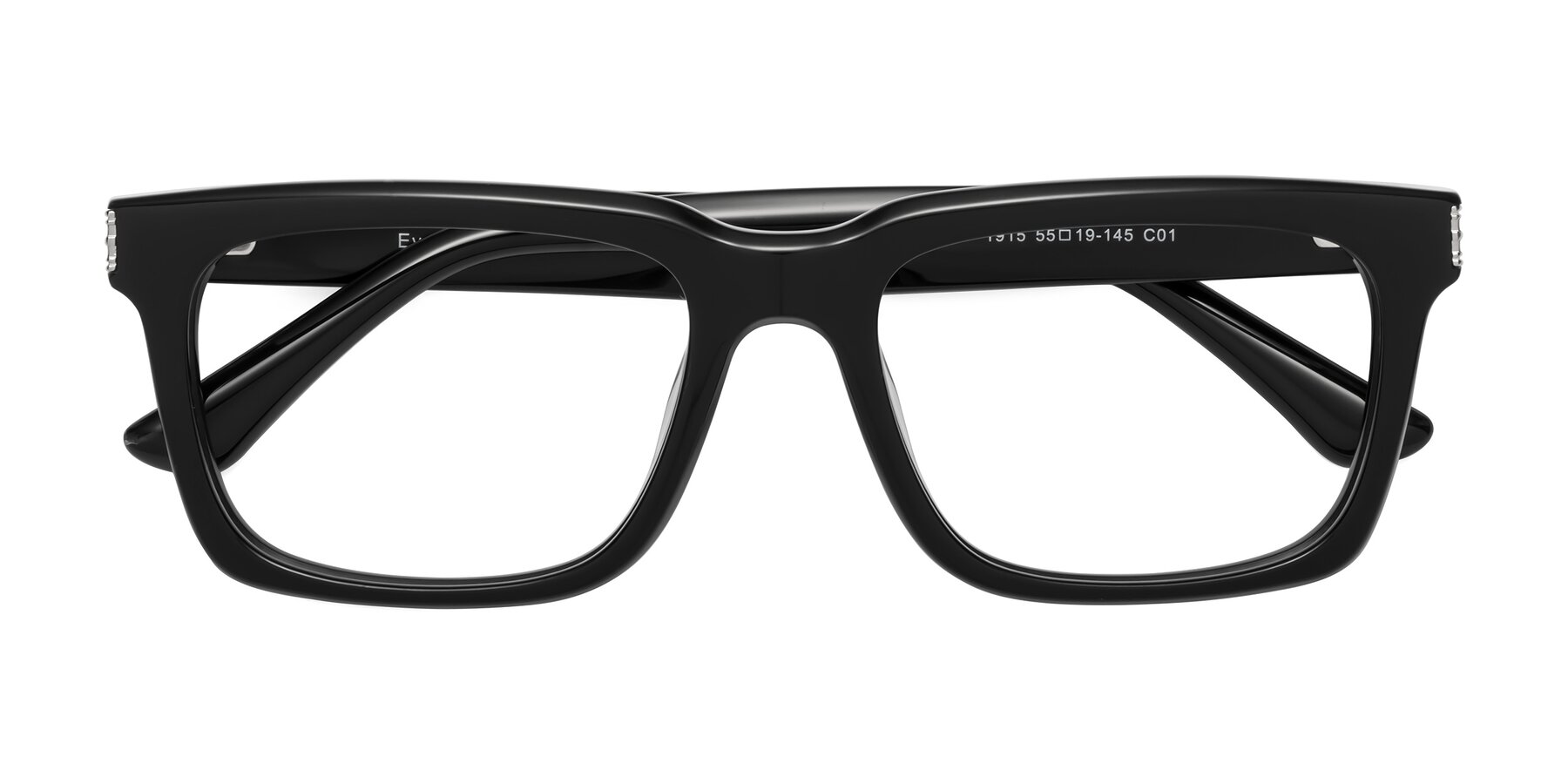 Folded Front of Evergreen in Black with Clear Blue Light Blocking Lenses