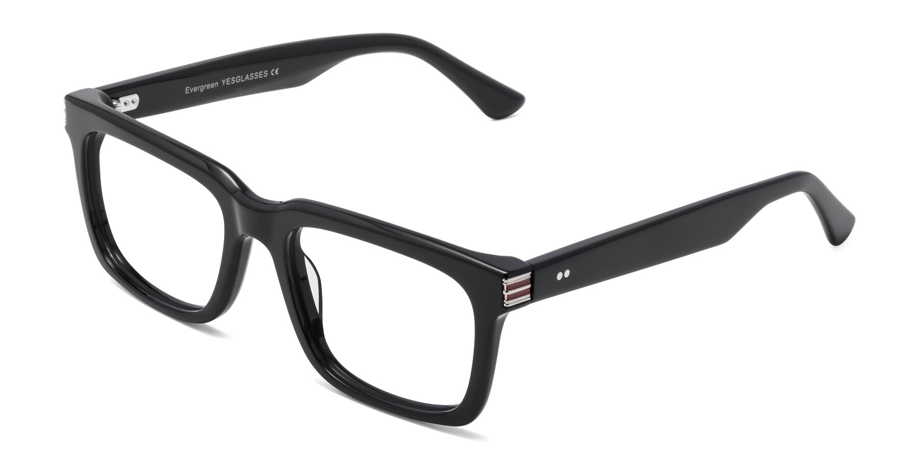 Angle of Evergreen in Black with Clear Eyeglass Lenses