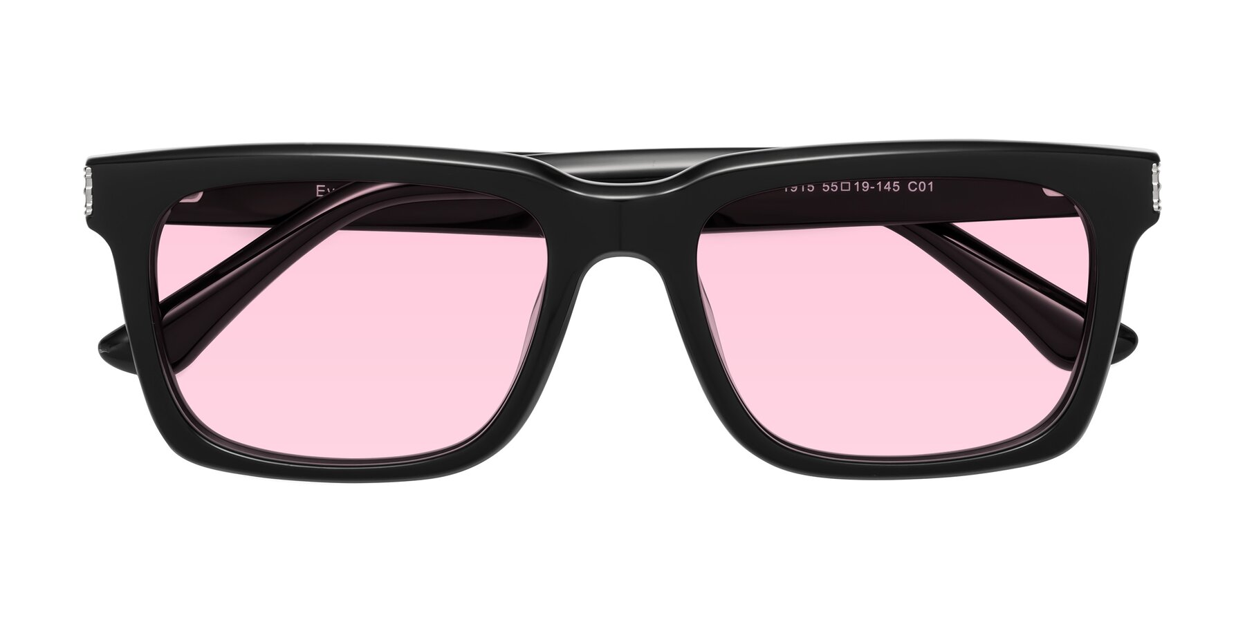 Folded Front of Evergreen in Black with Light Pink Tinted Lenses