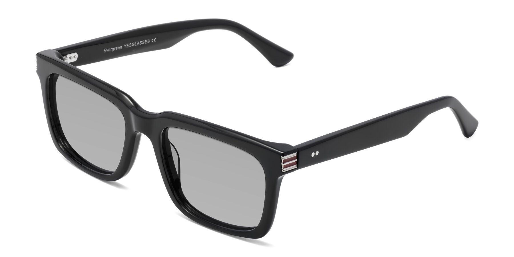 Angle of Evergreen in Black with Light Gray Tinted Lenses