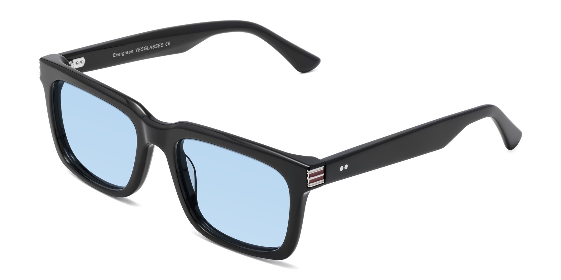 Angle of Evergreen in Black with Light Blue Tinted Lenses