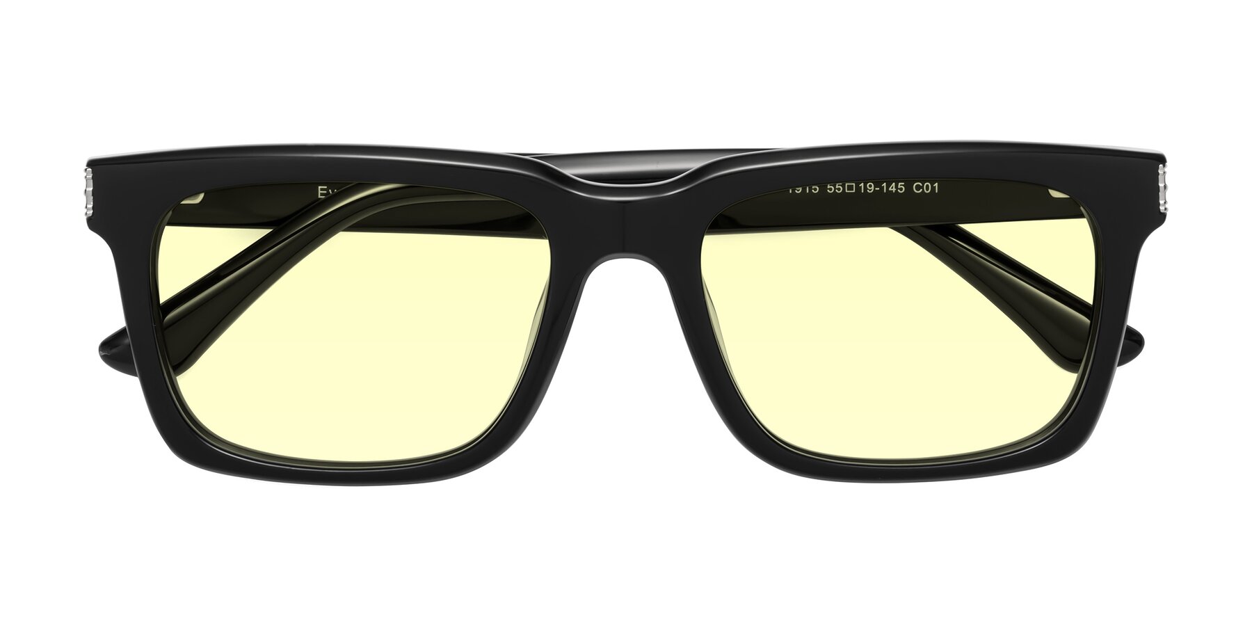 Folded Front of Evergreen in Black with Light Yellow Tinted Lenses