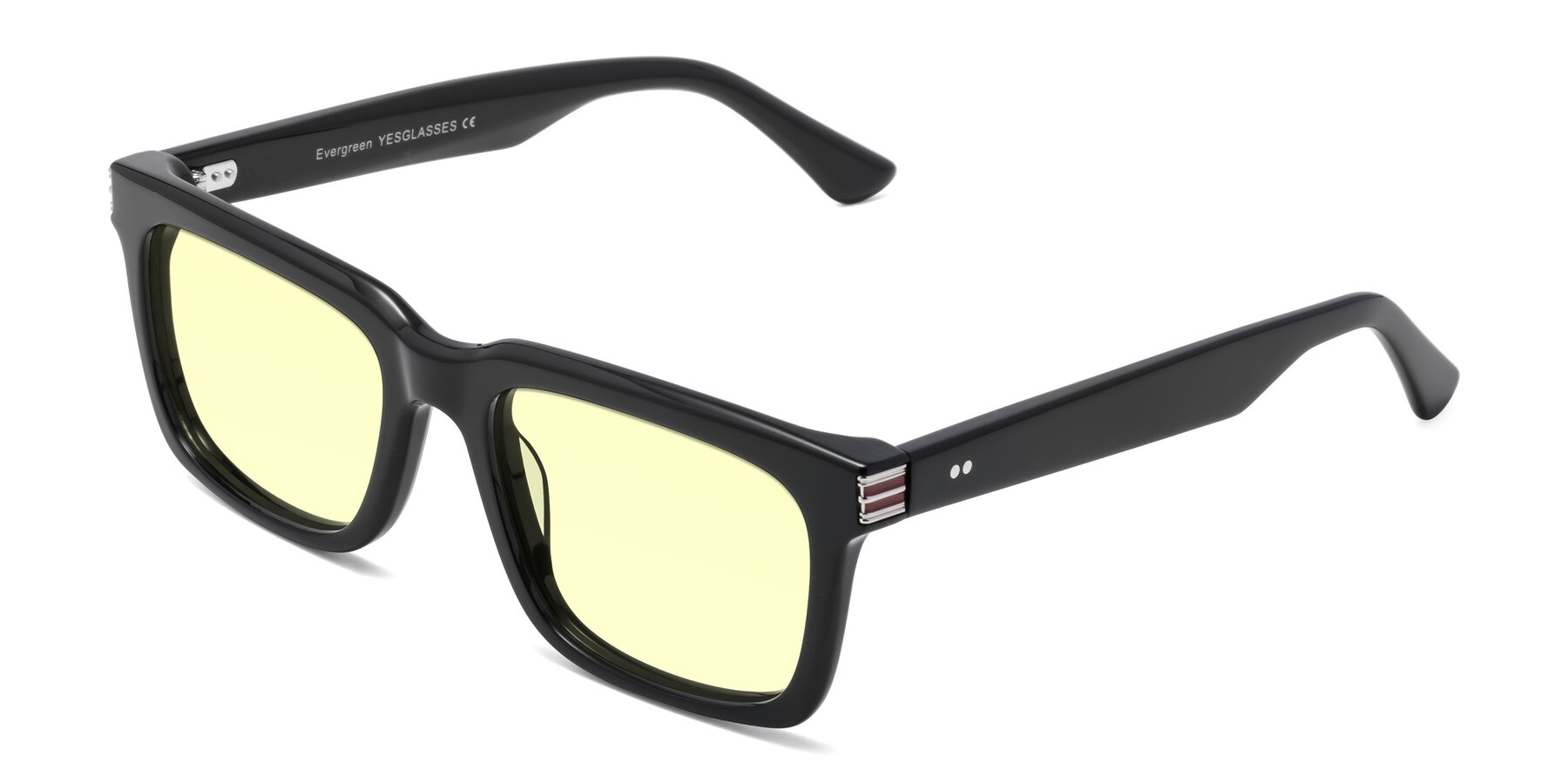 Angle of Evergreen in Black with Light Yellow Tinted Lenses