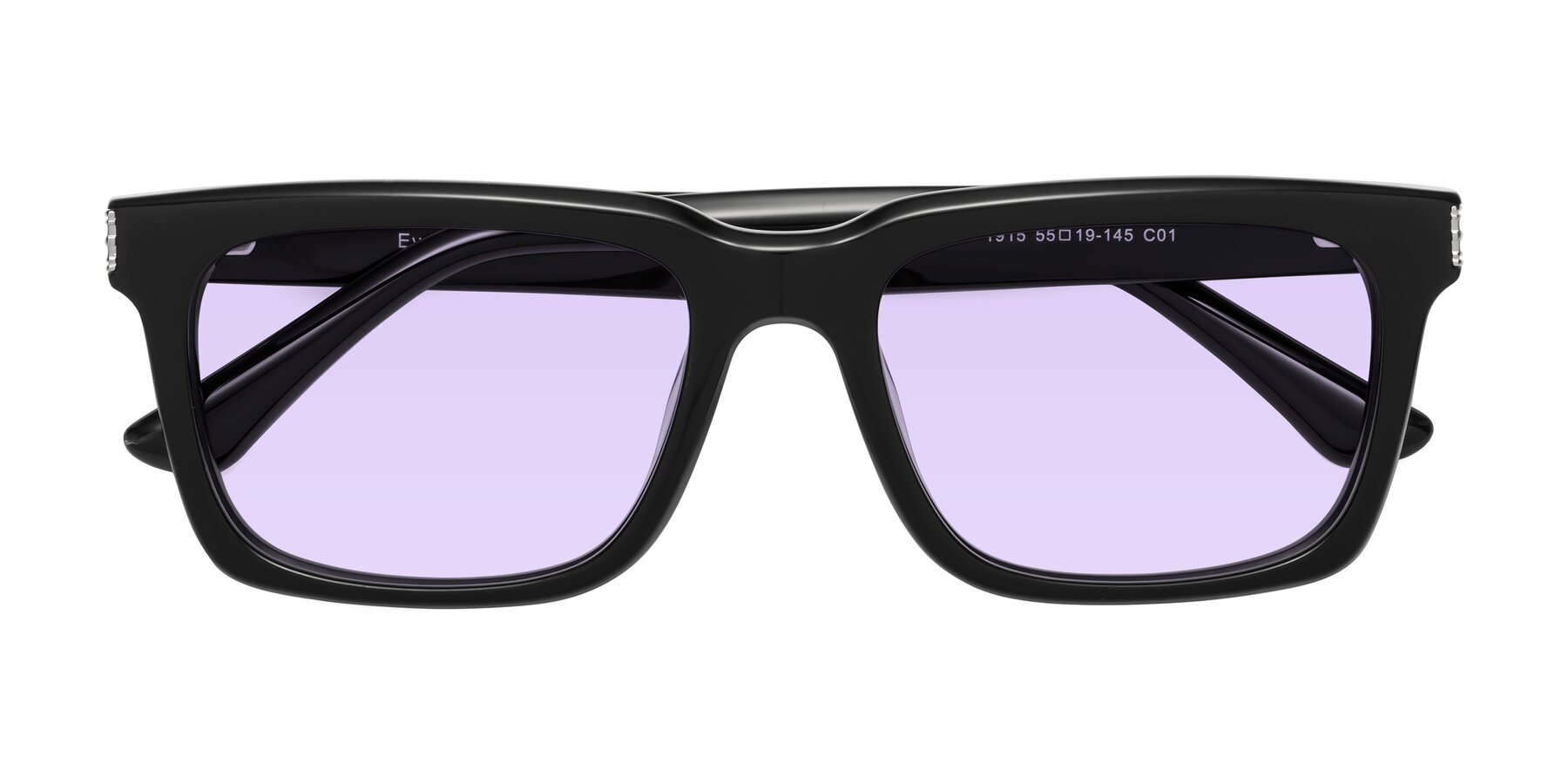 Folded Front of Evergreen in Black with Light Purple Tinted Lenses