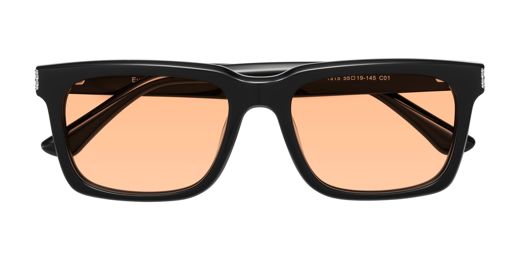 Folded Front of Evergreen in Black with Light Orange Tinted Lenses