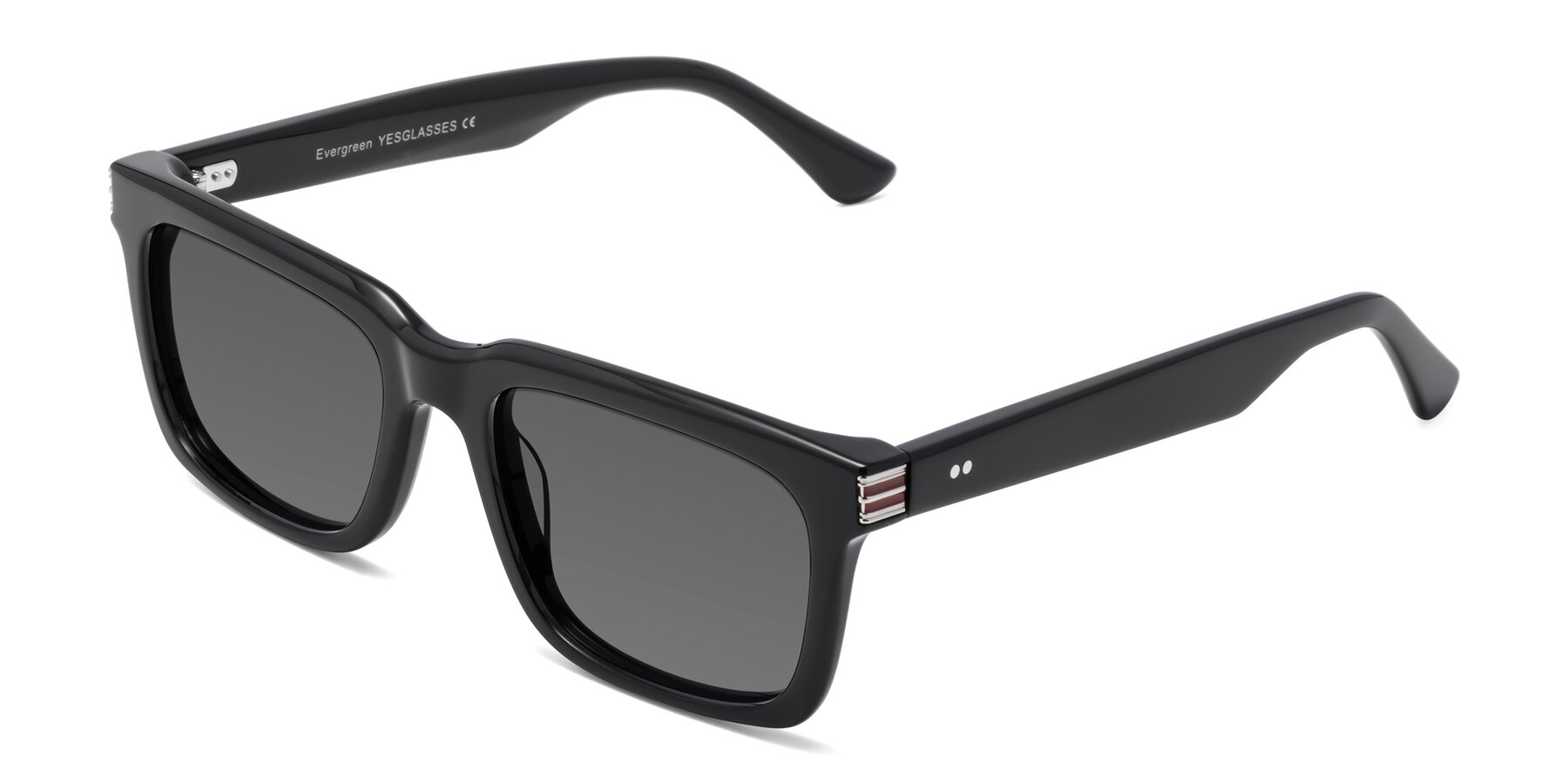 Angle of Evergreen in Black with Medium Gray Tinted Lenses