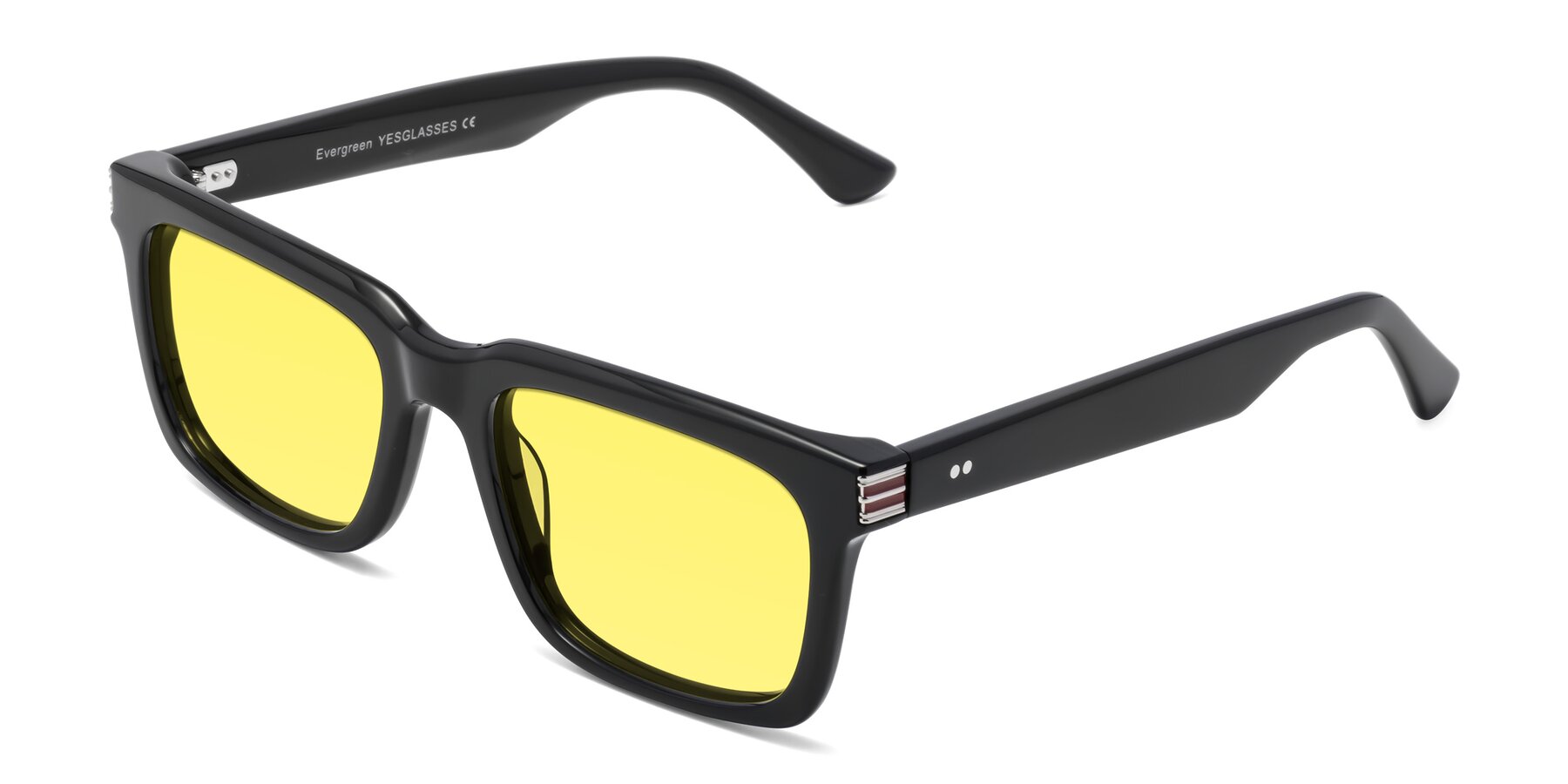 Angle of Evergreen in Black with Medium Yellow Tinted Lenses