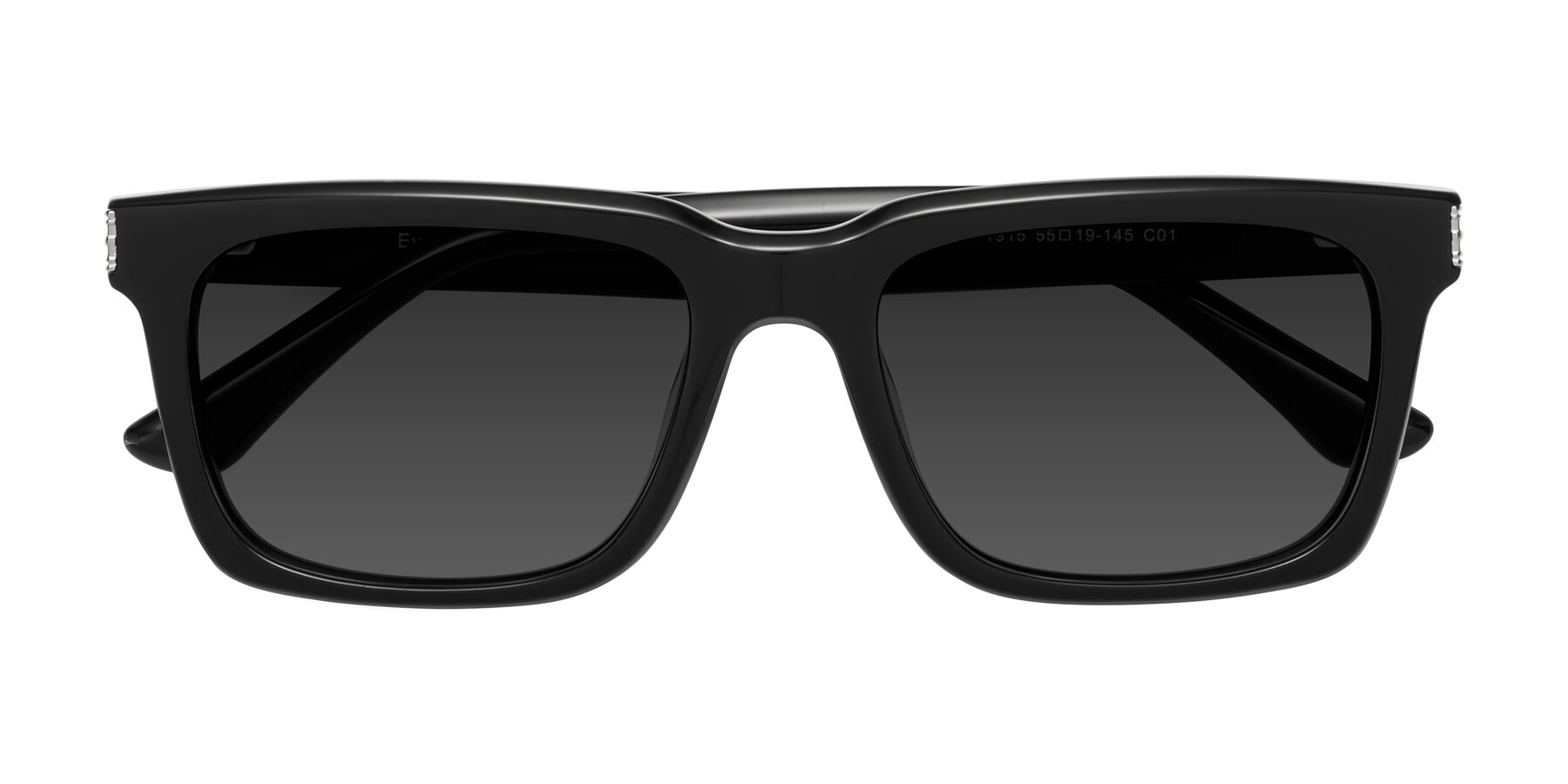 Folded Front of Evergreen in Black with Gray Tinted Lenses