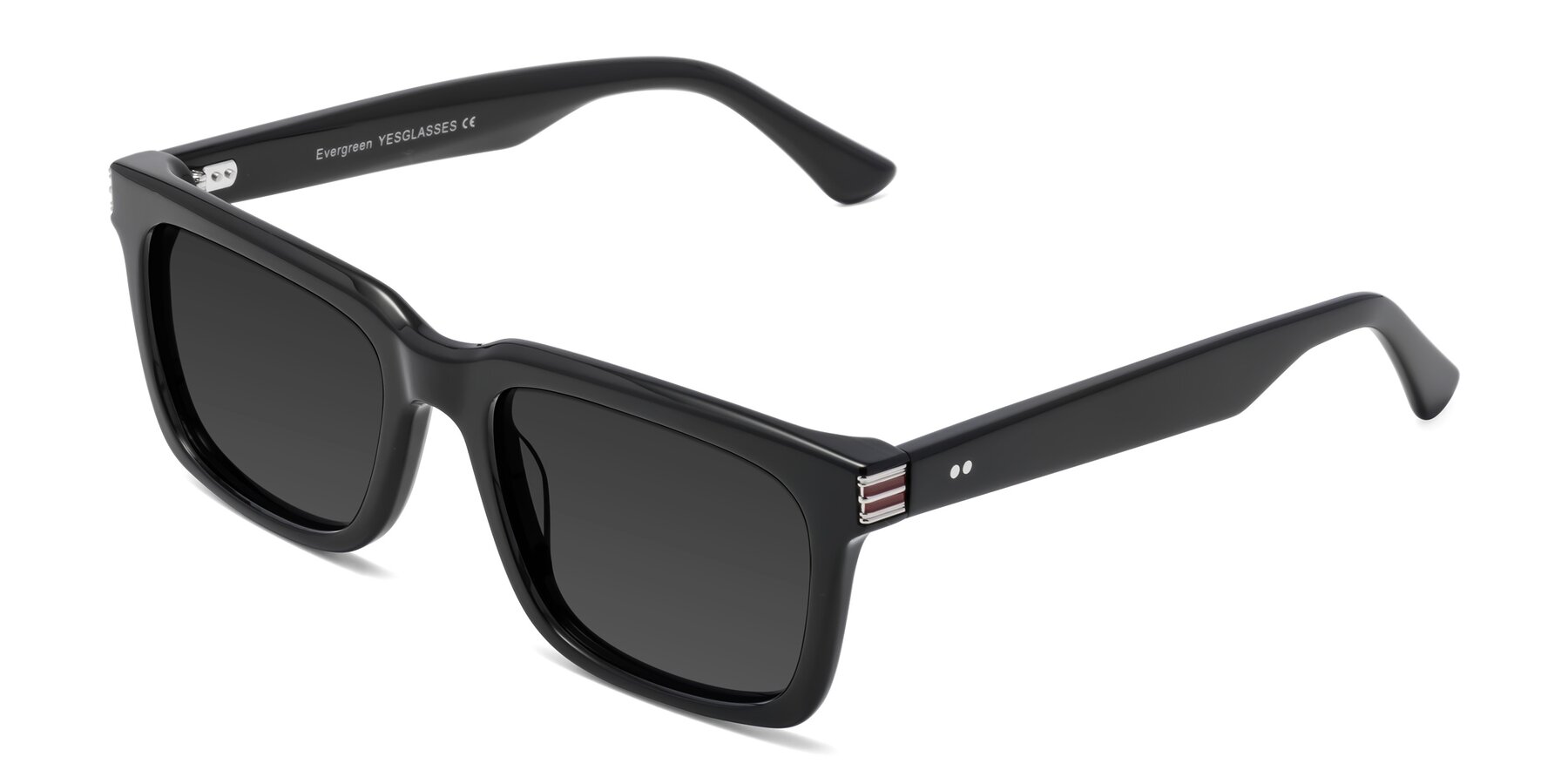 Angle of Evergreen in Black with Gray Tinted Lenses