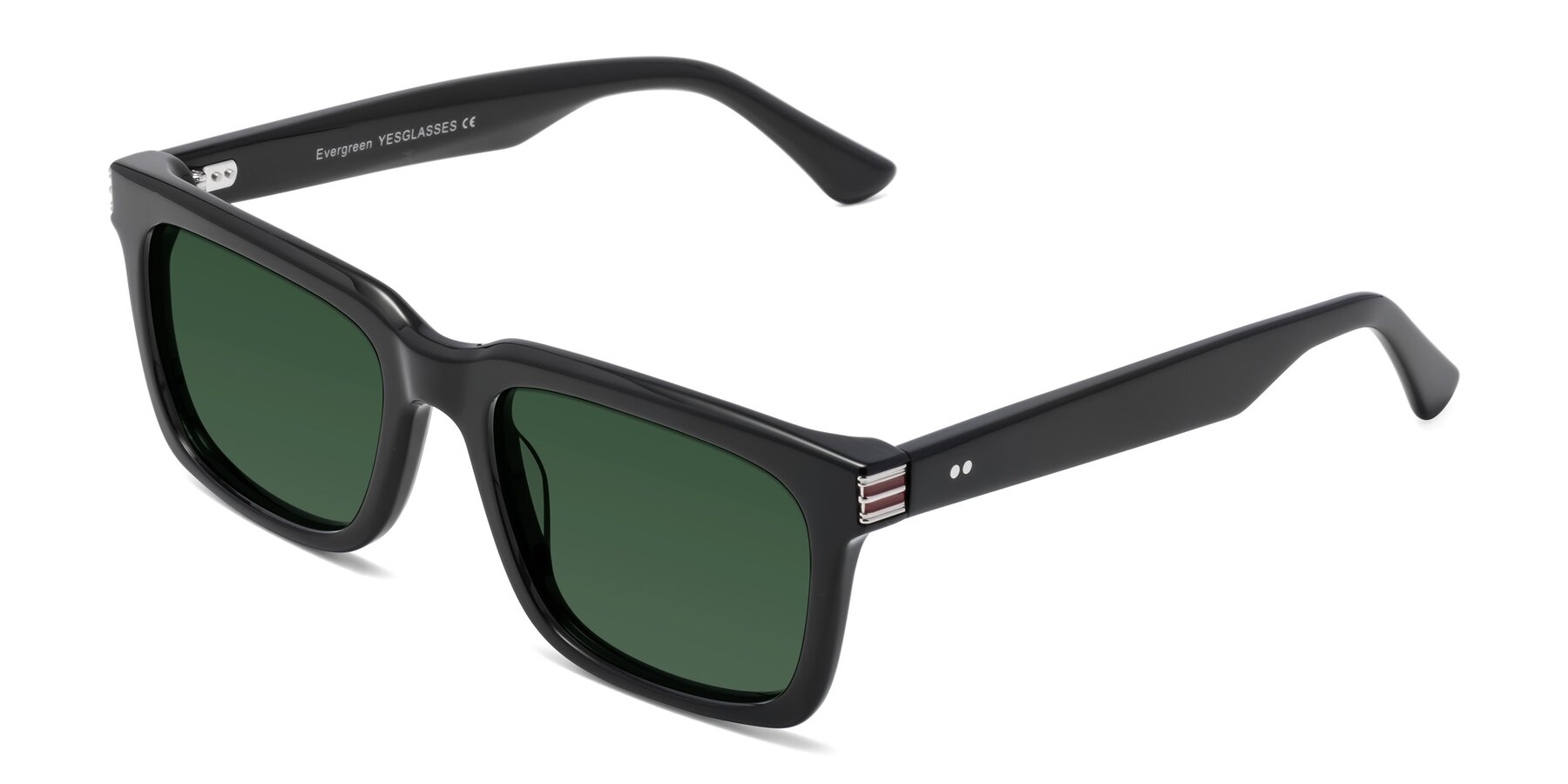 Angle of Evergreen in Black with Green Tinted Lenses