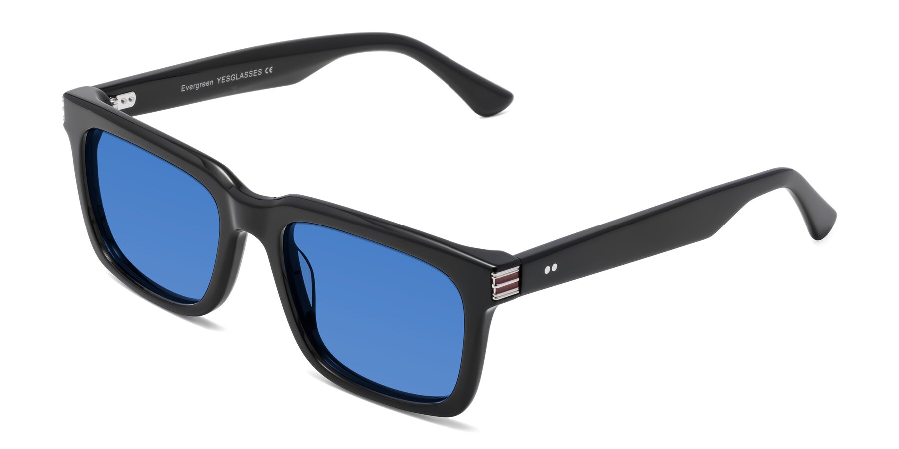 Angle of Evergreen in Black with Blue Tinted Lenses