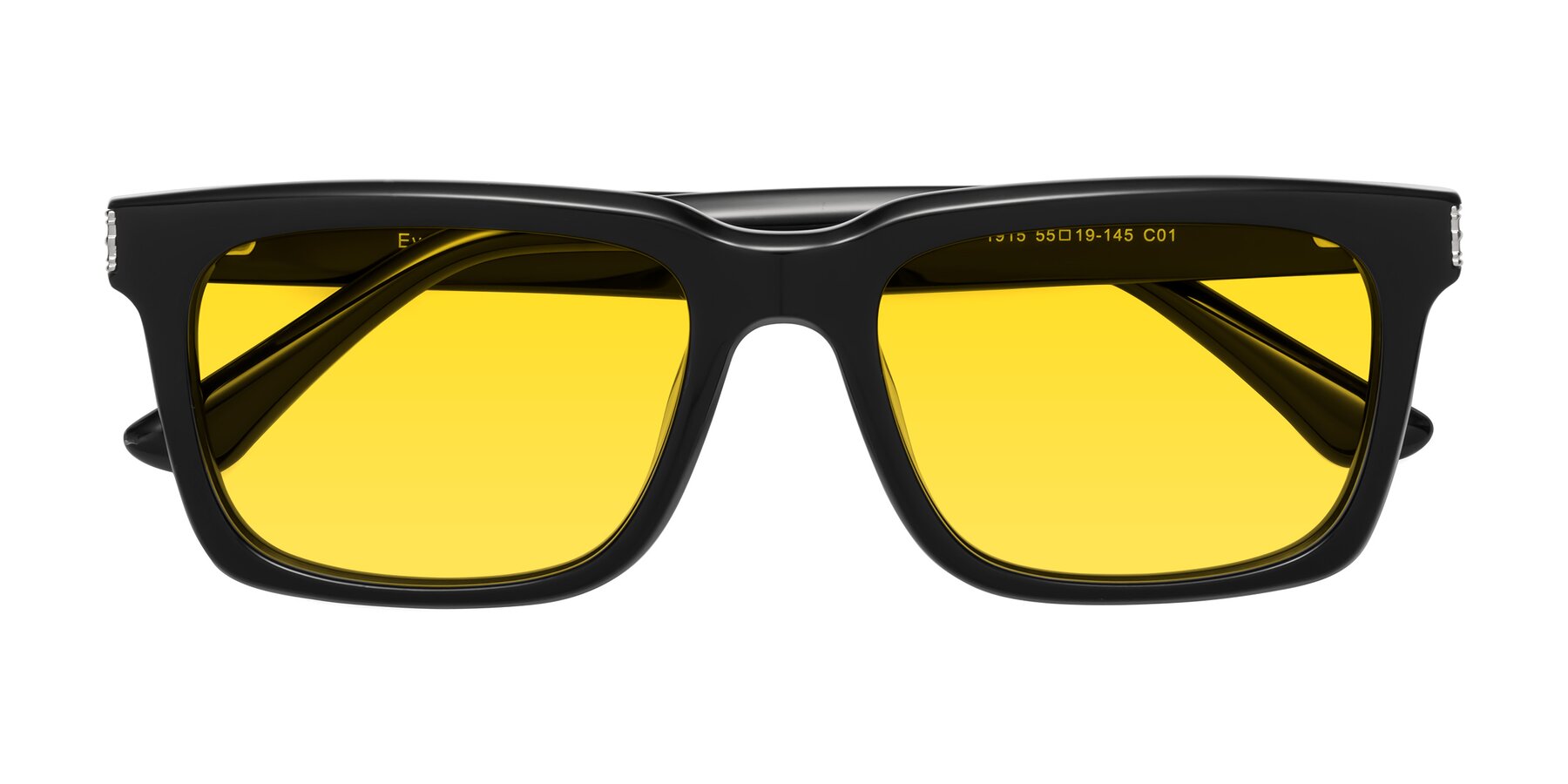 Folded Front of Evergreen in Black with Yellow Tinted Lenses