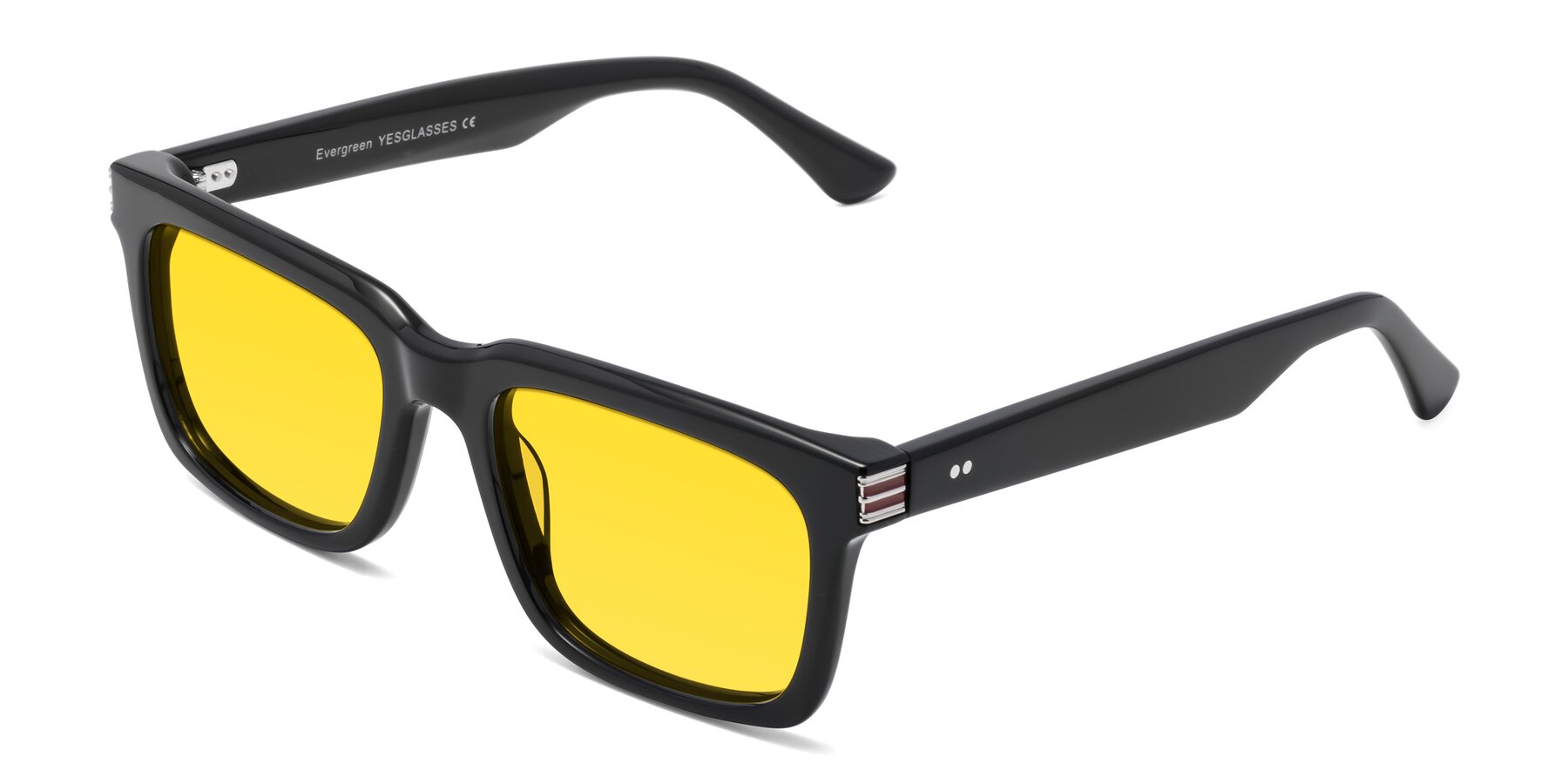 Angle of Evergreen in Black with Yellow Tinted Lenses