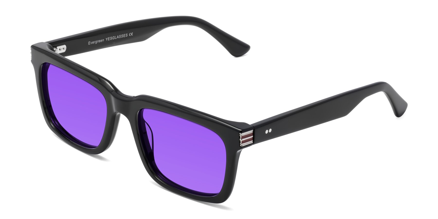 Angle of Evergreen in Black with Purple Tinted Lenses