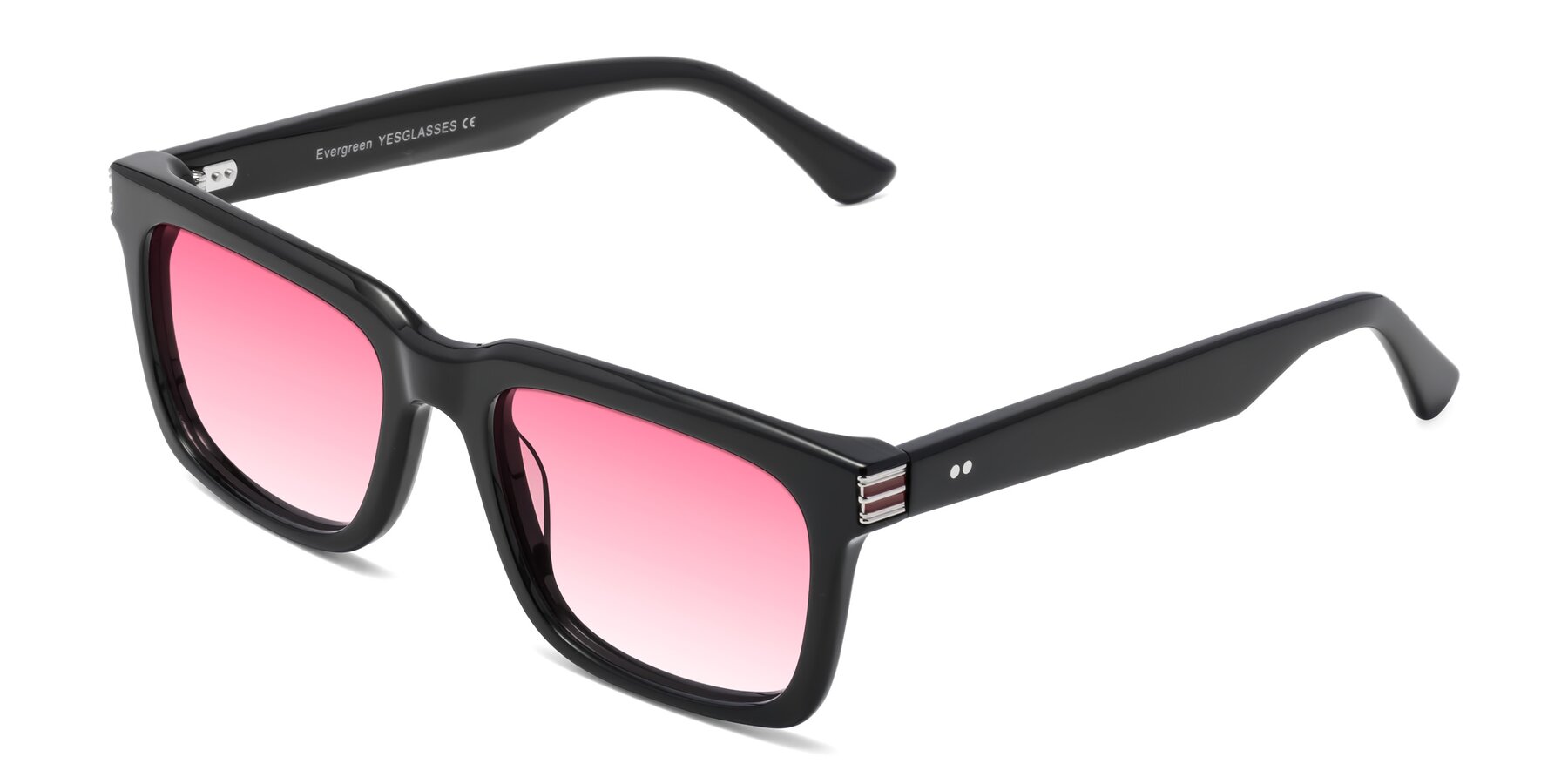Angle of Evergreen in Black with Pink Gradient Lenses