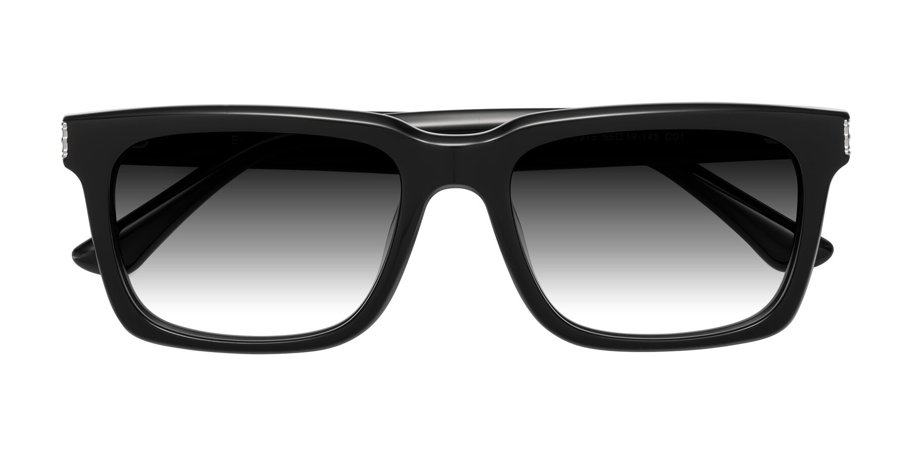 Folded Front of Evergreen in Black with Gray Gradient Lenses