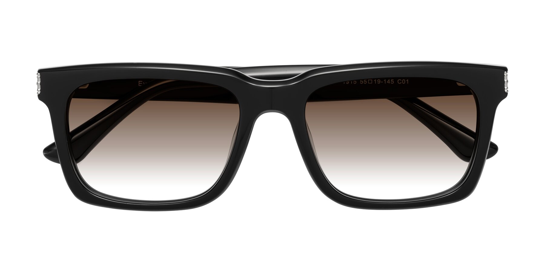 Folded Front of Evergreen in Black with Brown Gradient Lenses