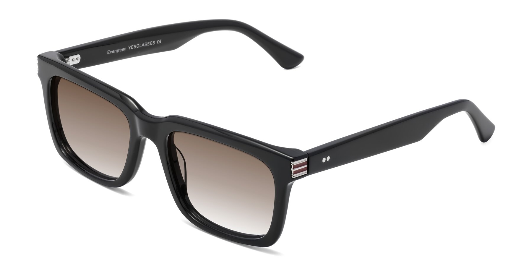 Angle of Evergreen in Black with Brown Gradient Lenses