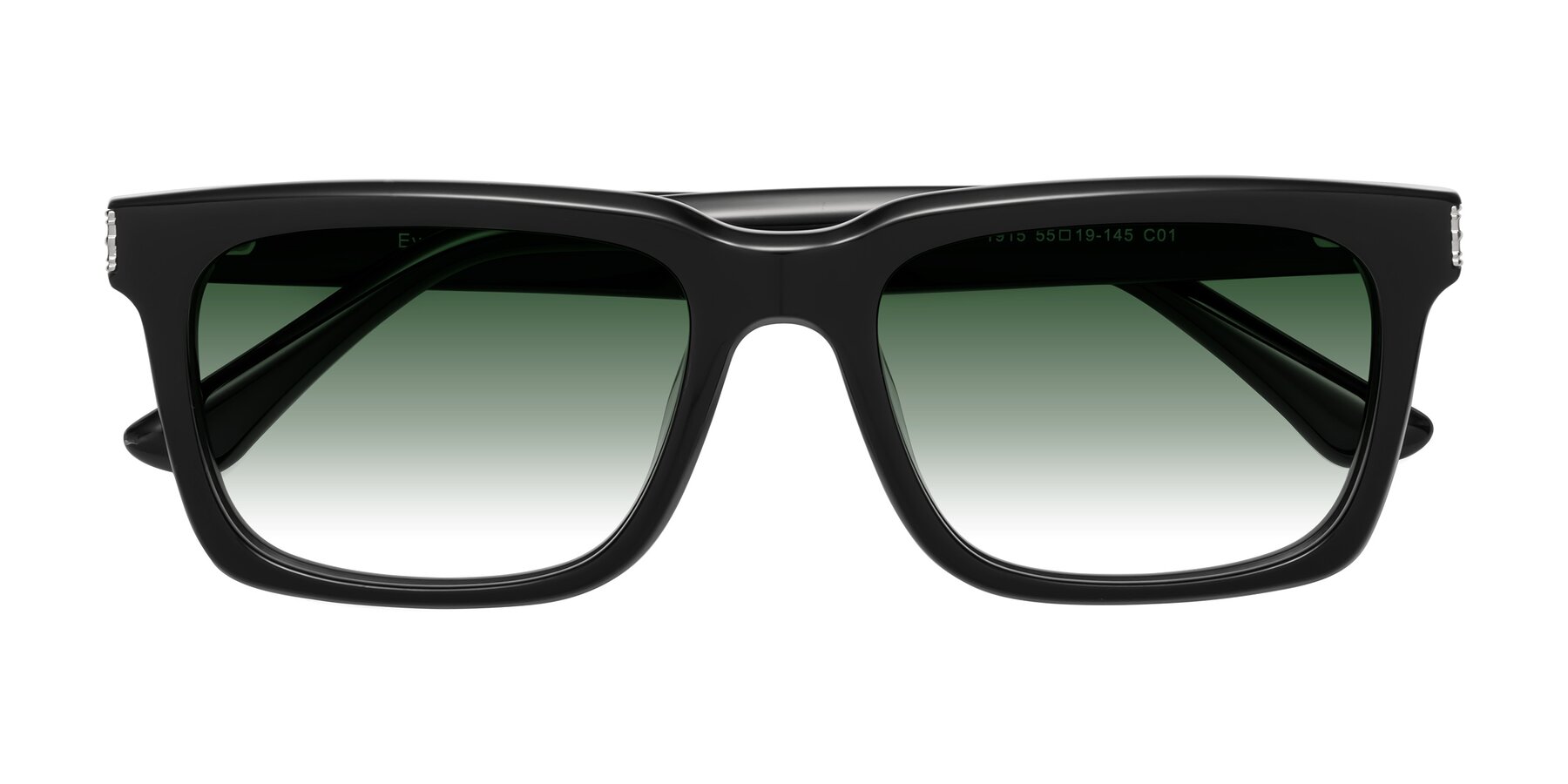 Folded Front of Evergreen in Black with Green Gradient Lenses