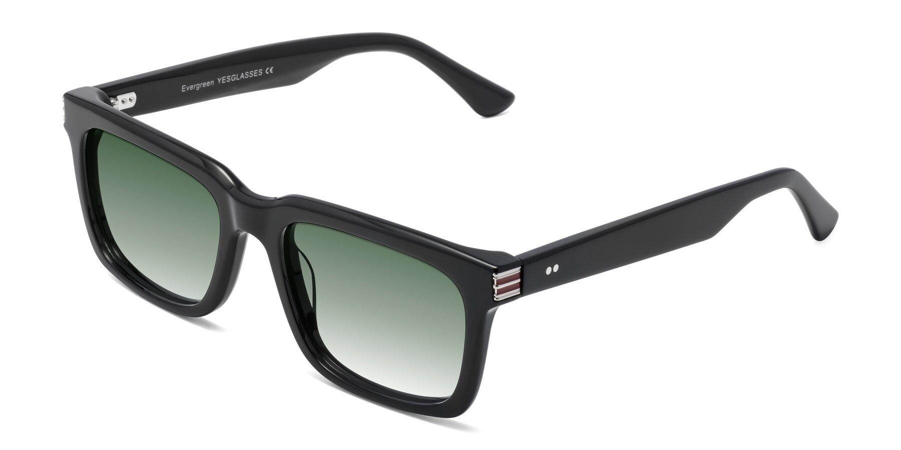 Angle of Evergreen in Black with Green Gradient Lenses