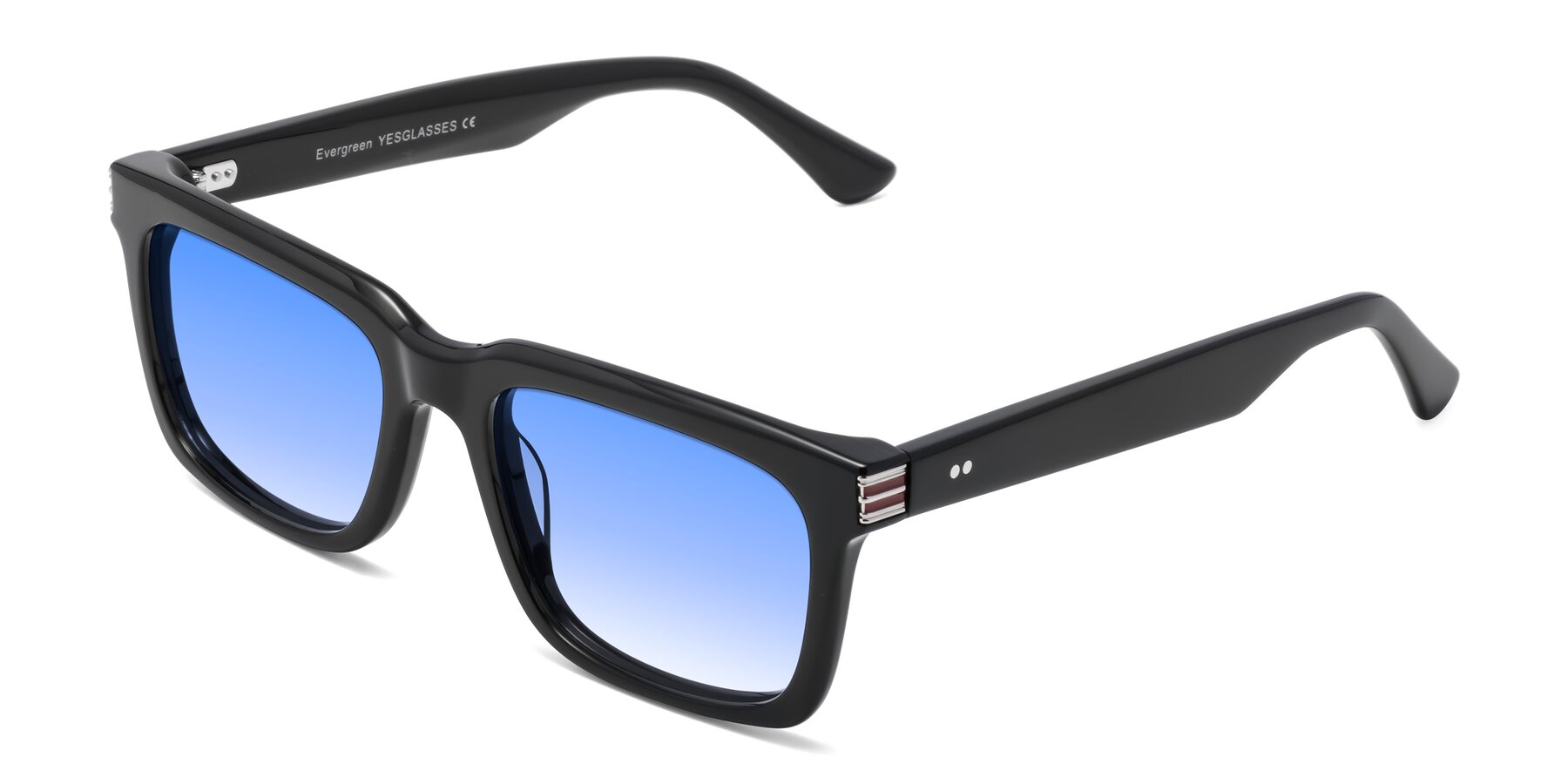 Angle of Evergreen in Black with Blue Gradient Lenses
