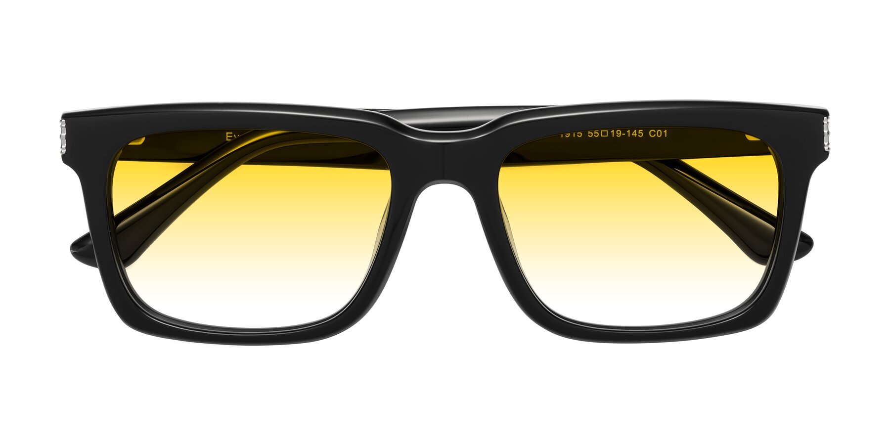 Folded Front of Evergreen in Black with Yellow Gradient Lenses