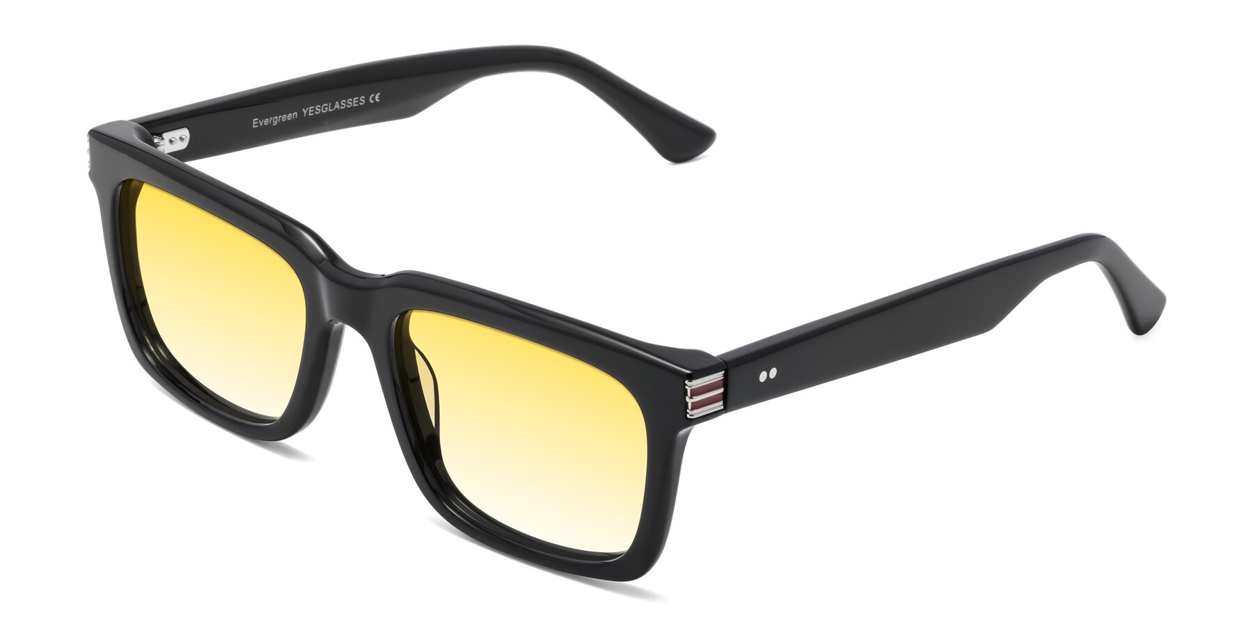 Angle of Evergreen in Black with Yellow Gradient Lenses