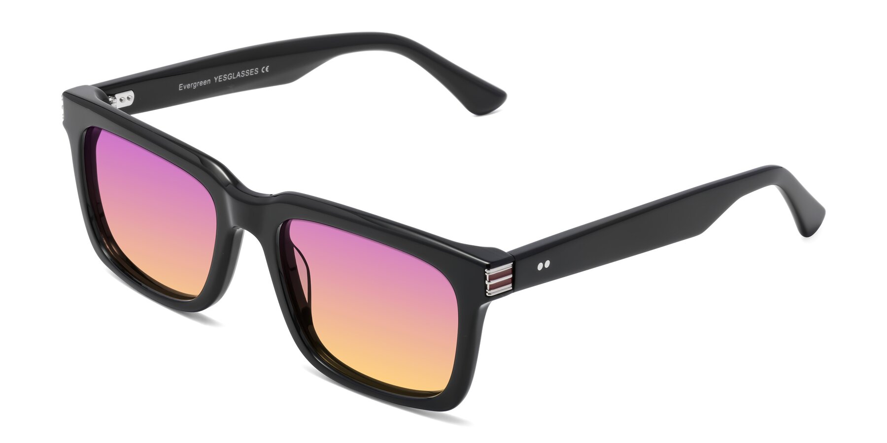 Angle of Evergreen in Black with Purple / Yellow Gradient Lenses