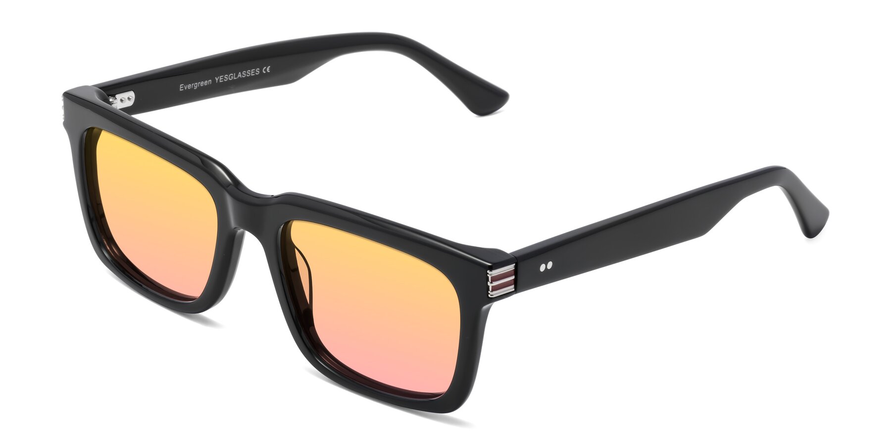 Angle of Evergreen in Black with Yellow / Pink Gradient Lenses