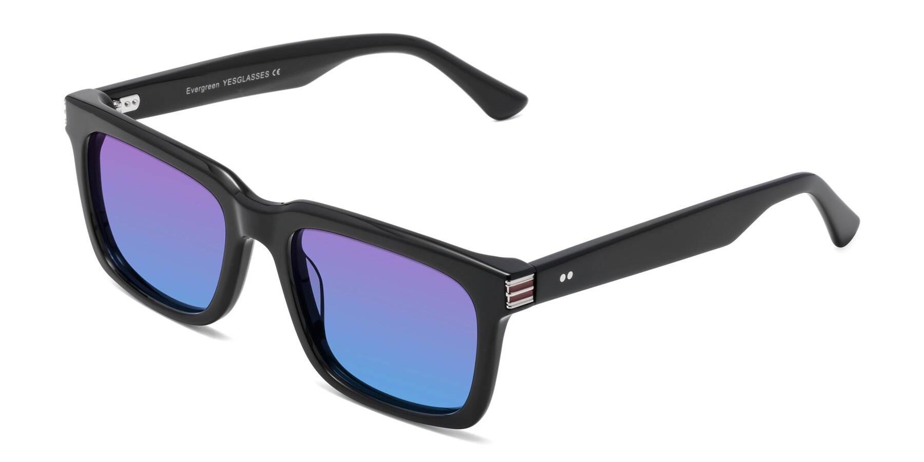 Angle of Evergreen in Black with Purple / Blue Gradient Lenses